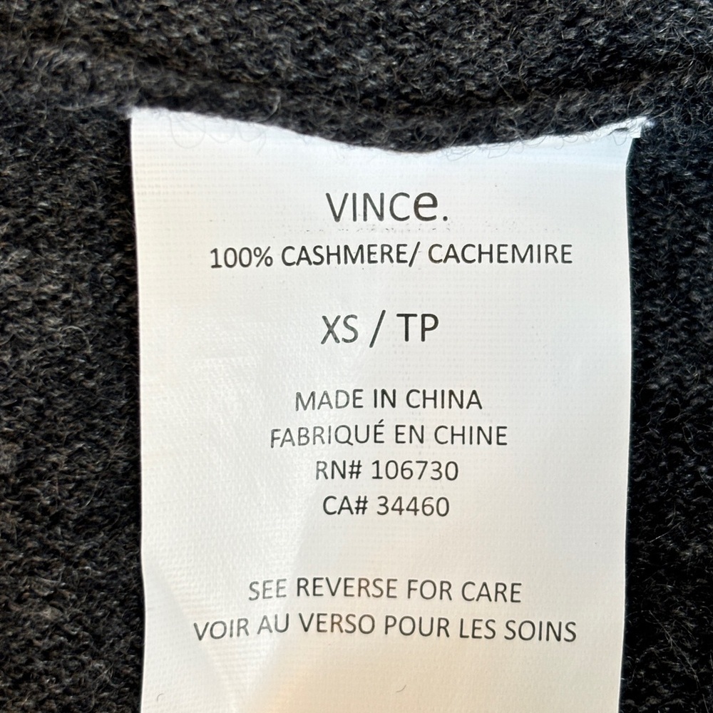 Vince‎ Dark Charcoal Gray V-Neck Cashmere Sweater Size XS - Picture 4 of 9